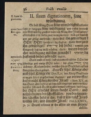 II. suam dignationem, seine würdigung.