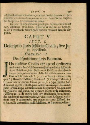 Sect. I. Descriptio Iuris Militiae Civilis, sive Iuris Nobilitatis
