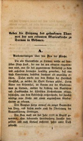 Ueber die Stützung des gesunkenen Thurmes der neu erbauten Marienkirche zu Turnau in Böhmen : Programm der R. Gewerbeschule zu Zittau. 1844