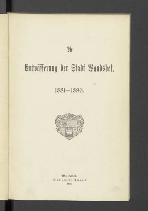 Die Entwässerung der Stadt Wandsbek : 1881 - 1896