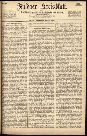 Erste Ausgabe vom Samstag, den 05. Juni 1880.