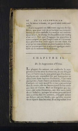 Chapitre II. De la Suppression d'Urine.