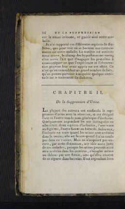 Chapitre II. De la Suppression d'Urine.