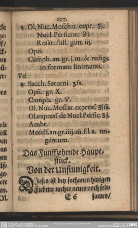 Das Funffzehende Hauptstück. Von der Unsinnigkeit