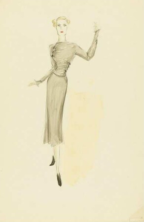 Dame in hellgrauem Kleid