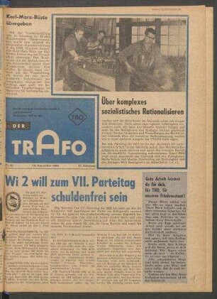 TRO-Betriebszeitung 'Der Trafo'; Nr. 45/1966 (16. November 1966)