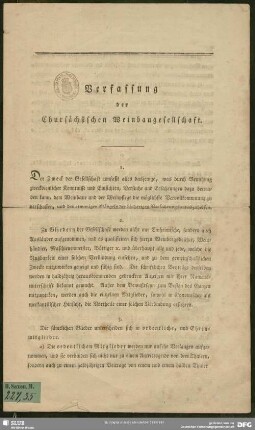 Verfassung der Chursächsischen Weinbaugesellschaft