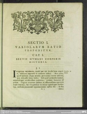 Sectio I. Variolarum Ratio Proponitur