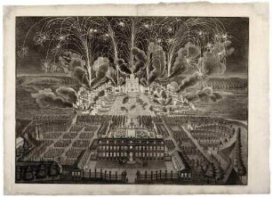 Feuerwerk auf der Elbe hinter dem Holländischen Palais 1719 in Dresden