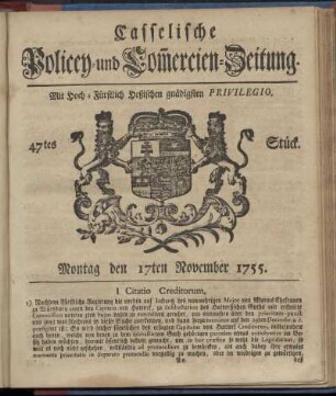 47tes Stueck, Montag den 17ten November 1755