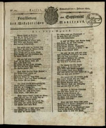 No. 10, Sonnabend den 1. Februar 1812