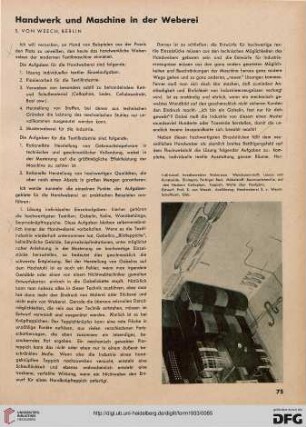 8: Handwerk und Maschine in der Weberei