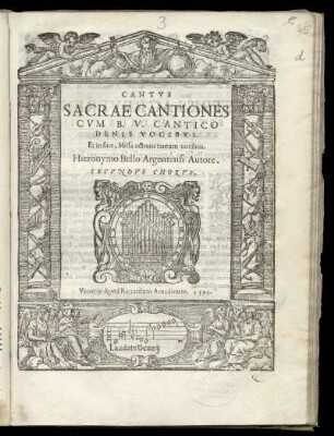 Girolamo Belli: Sacrae cantiones cum B. V. cantico denis vocibus. Canto
