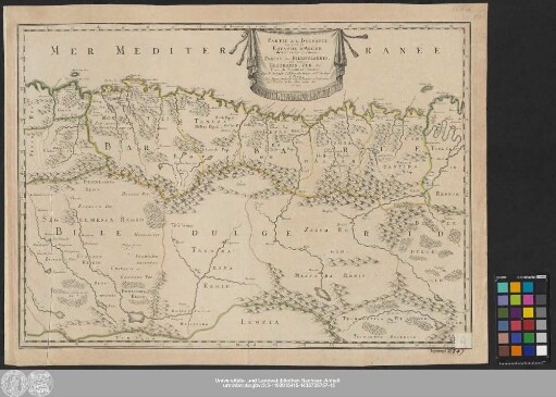 Partie de la Barbarie ou est le Royaume D'Alger divisé en ses Provinces, Partie du Biledulgerid, ou sont Tegorarin, Zeb, &c.
