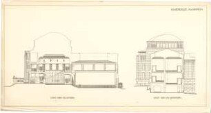 Billing, Hermann; Mannheim (Baden-Württemberg); Kunsthalle - Mittelbau, Seitenflügel (Schnitte)