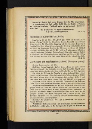 In Galizien und den Karpathen 143 000 Gefangene gemacht.