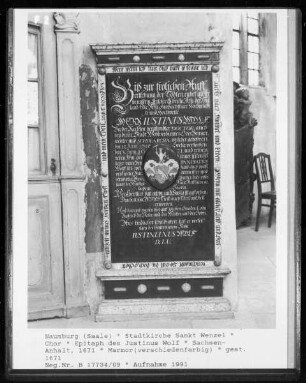 Epitaph des Justinus Wolf
