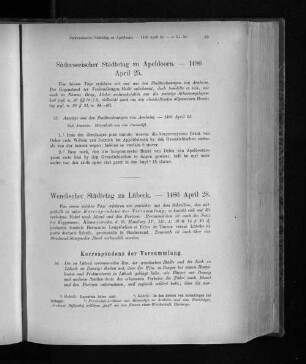Wendischer Städtetag zu Lübeck. - 1486 April 28.