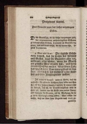 Dreizehntes Kapitel. Zwei Einwürfe gegen das bisher vorgetragene Sistem.