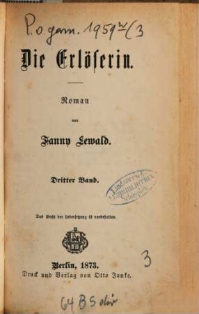 Die Erlöserin : Roman von Fanny Lewald, 3