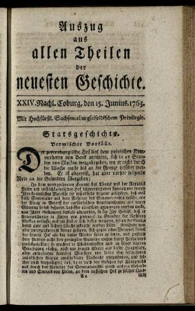 XXIV. Nachl. Coburg, den 15. Junius, 1763.