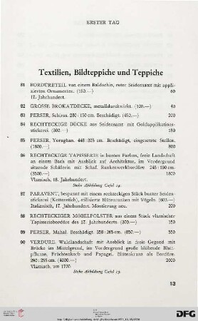 Textilien, Bildteppiche und Teppiche (Nr. 81-105)