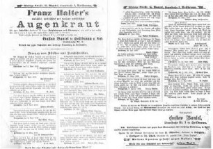 Werbeblatt für Franz Halter's Augenkraut Alleinvertrieb Gustav Bantel in Heilbronn