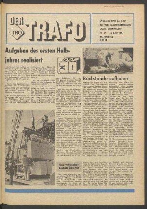 TRO-Betriebszeitung 'Der Trafo'; Nr. 15/1979 (23. Juli 1979)