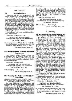 Ausschluß von der Zulassung zu jeglichem Staatsexamen : [Wissenschaft] ; [Amtliche Erlasse] ; [Amtlicher Teil]