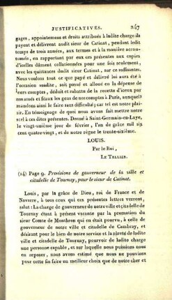(14) Page 9. Provisions de gouverneur de la ville et citadelle de Tournay, pour le sieur de Catinat.