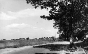 Rothenburg/O.L.-Nieder-Neundorf. Blick auf das Dorf, links von der Straße vor dem Dorf Flurstück "auf der Windmühle"