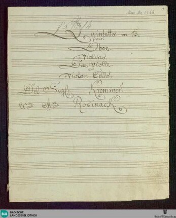 Quintets. Arr - Don Mus.Ms. 1166 : ob, vl, vla (2), vlc; B|b; PadK deest