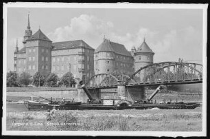 Torgau. Schloss Hartenfels-Elbbrücke m. Schlepper Podebrady