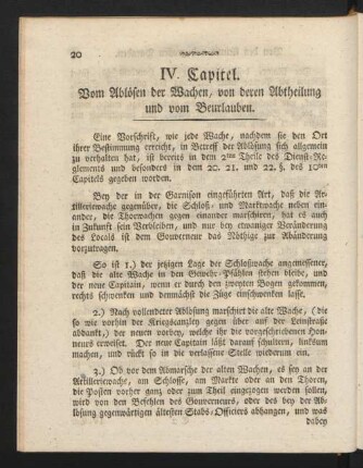 IV. Capitel. Vom Ablösen der Wachen, von deren Abtheilung und vom Beurlauben.