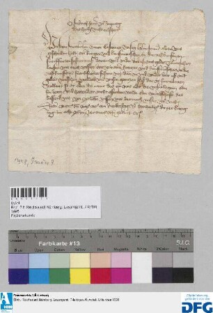 Friedrich Herr zu Lynpurg, des heiligen Reichs Erbschenk, sagt für die Nürnberger Kaufmannschaft zur Frankfurter Fastenmesse Geleit zu.