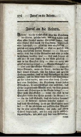 Zuruf an die Aeltern