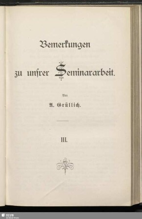 Bemerkungen zu unsrer Seminararbeit