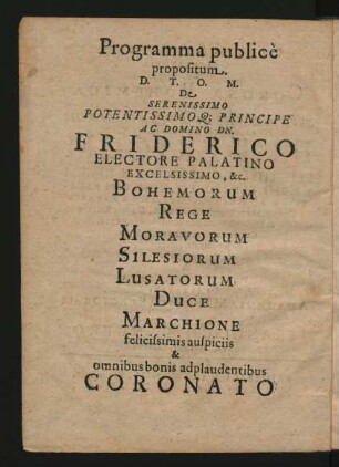 Programma publice propositum ...