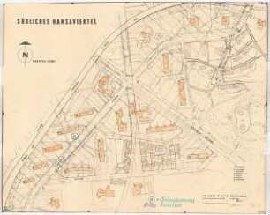 Hansaviertel Grünflächen südliches Hansaviertel. Interbau Berlin 1957: Lageplan 1:2000