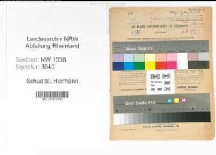 Entnazifizierung Hermann Schuette , geb. 06.10.1886 (Bahnbeamter)