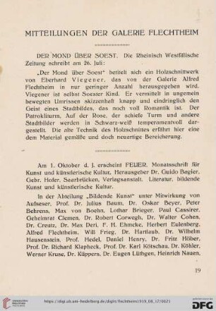 Mitteilungen der Galerie Flechtheim