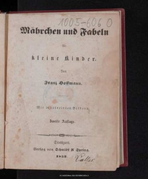 Mährchen und Fabeln für kleine Kinder