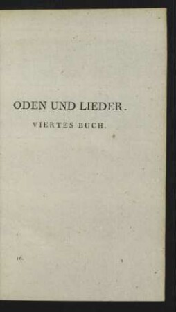 Oden und Lieder. Viertes Buch