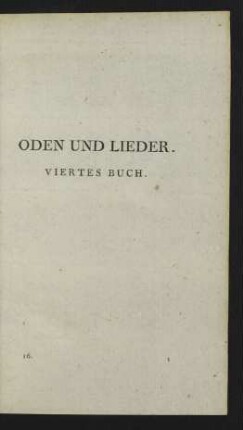 Oden und Lieder. Viertes Buch