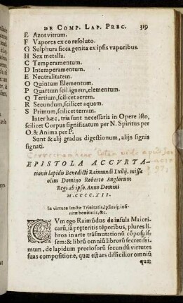 Epistola Accurtationis lapidis Benedicti Raimundi Lullii ...