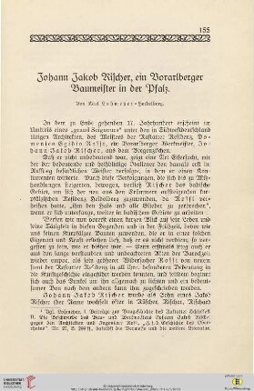 Johann Jakob Rischer, ein Vorarlberger Baumeister in der Pfalz