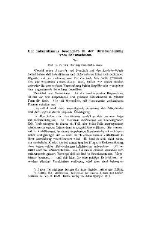 Der Infantilismus besonders in der Unterscheidung vom Schwachsinn