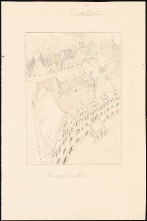 Münsterplatz, Ulm: Perspektivische Ansicht (Vogelschau)