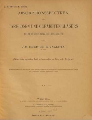 Absorptionsspectren von farblosen und gefärbten Gläsern mit Berücksichtigung des Ultraviolett