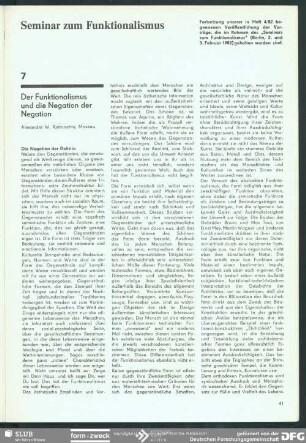 Der Funktionalismus und die Negation der Negation : Seminar zum Funktionalismus